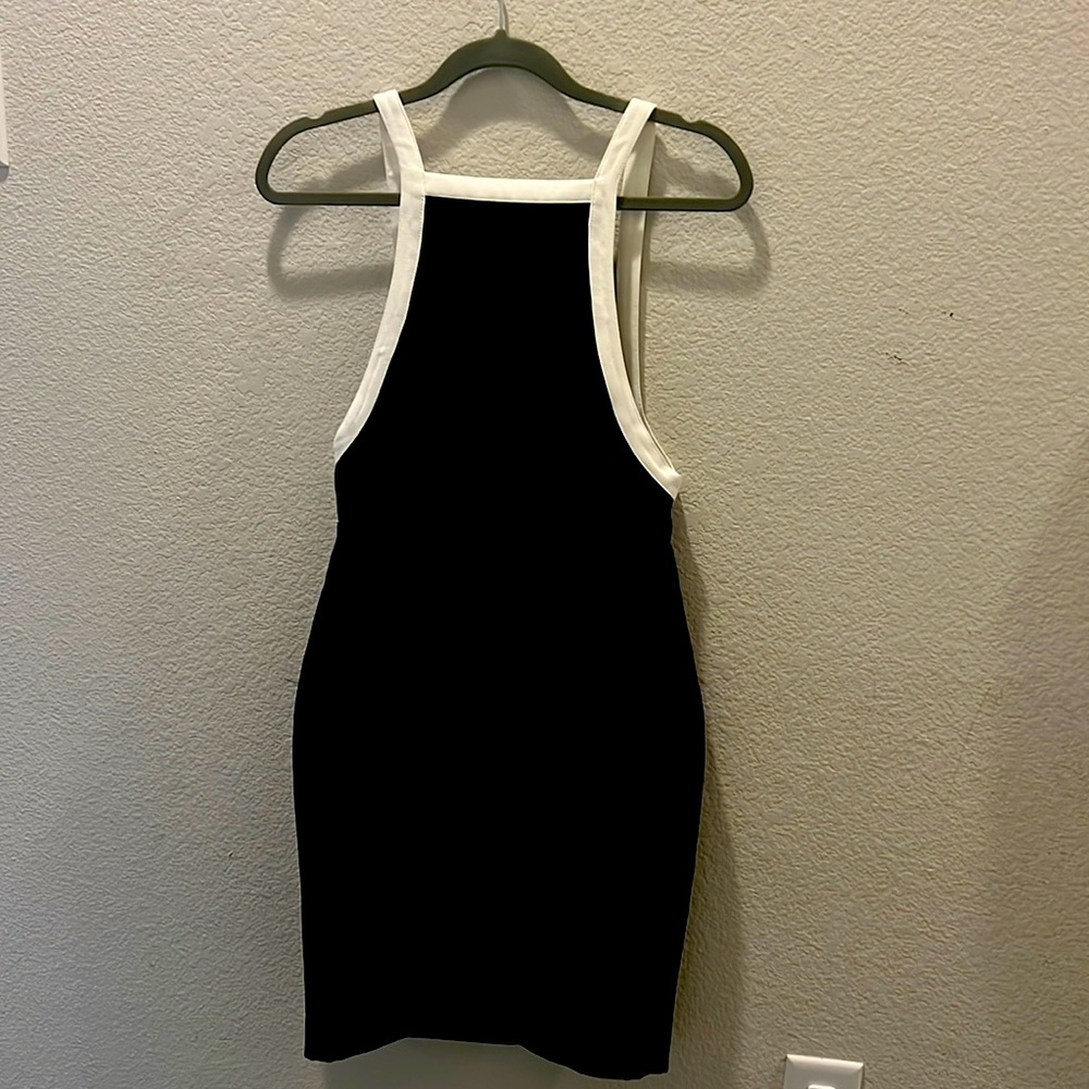 A black low back dress